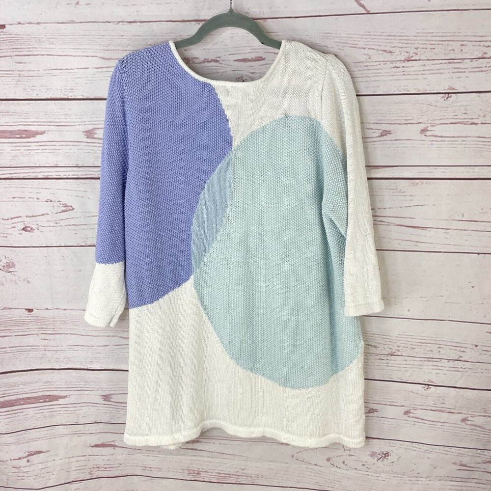 Liz Claiborne Women's White Colorblock 100% Cotton 3/4 Sleeve Sweater Size 1X - Picture 7 of 10
